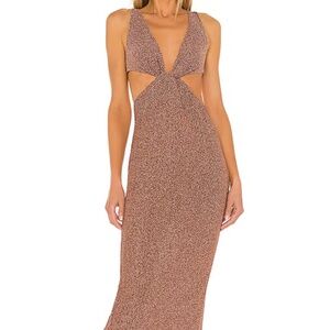 NATALIE ROLT NADIA MIDI DRESS METALLIC BRONZE SIZE 0